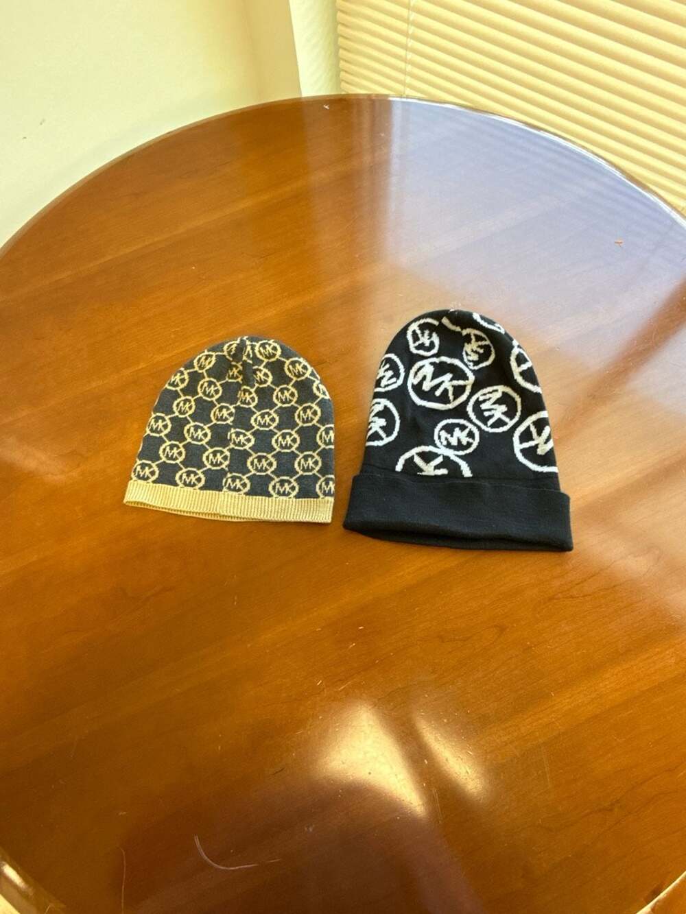 Michael Kors MK Logo Knit Beanie Hat Set of 2 - Brown & Black